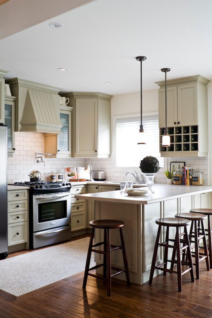 Gorgeous Cream Kitchen with Stove on Left wall