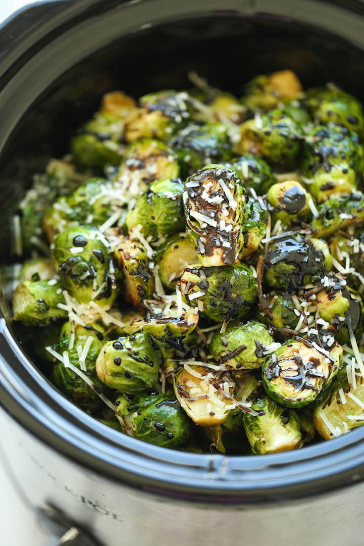 Easy. Slow Cooker Balsamic Brussel sprouts.