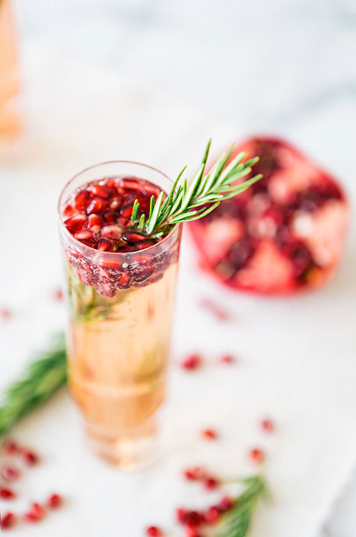 Quench your thirst with this Pomegranate rosemary spritzer.