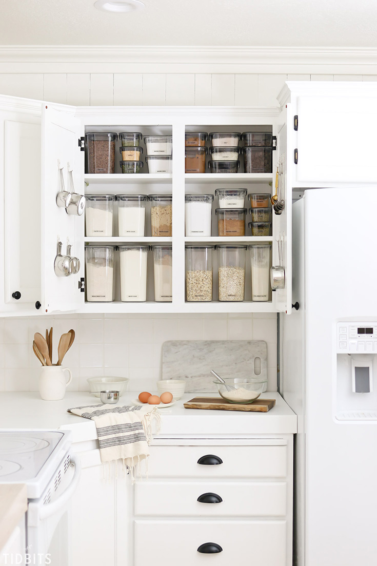 Organized Farmhouse Kitchen Cabinets by Tidbit