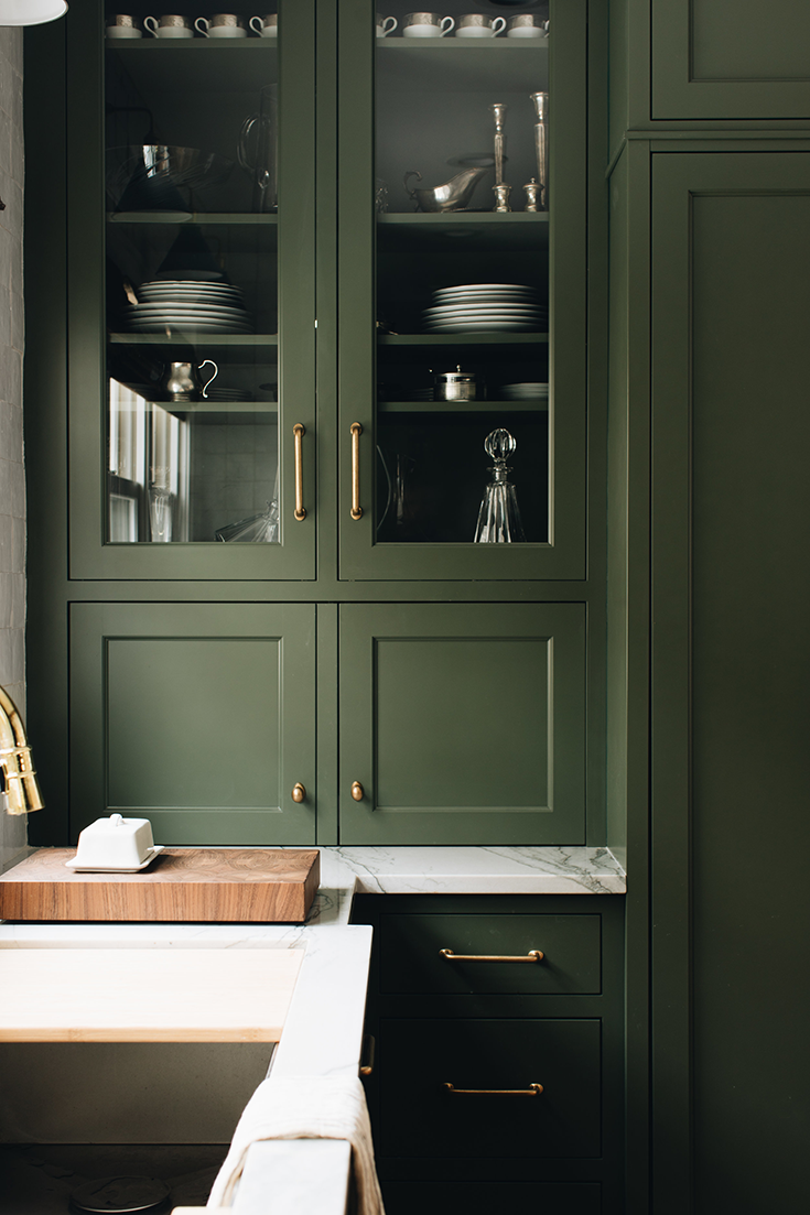 Dark Green Kitchen Cabinets by Jean Stouffer Design