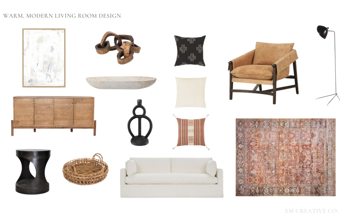 WARM, MODERN LIVING ROOM MOODBOARD