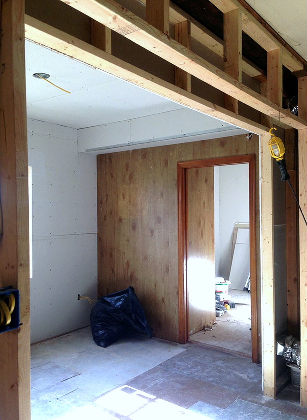 Downtown Bungalow entry during the renovation