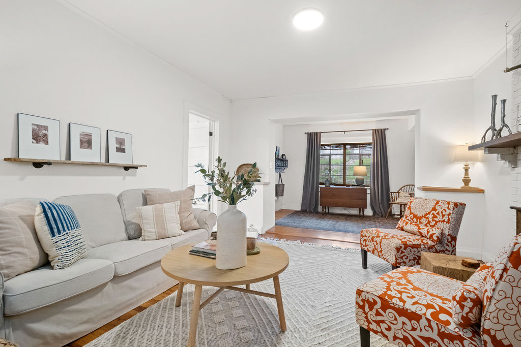 The living room today, looking toward the entry
