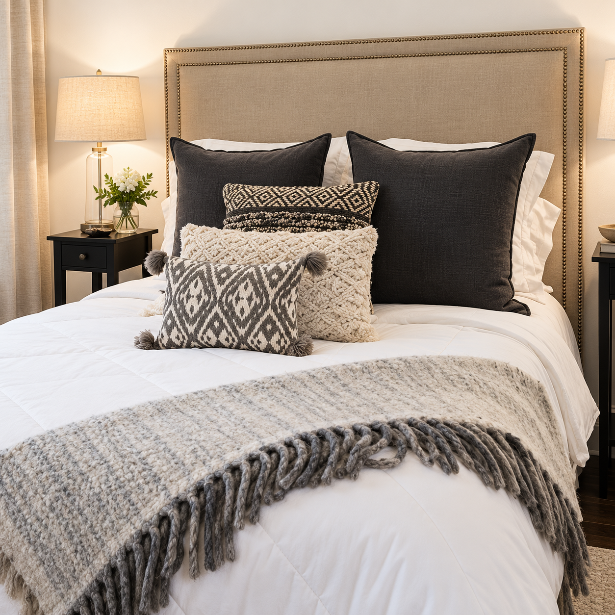 Downtown Bungalow primary bedroom bed, 2018