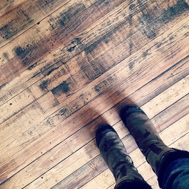Sanding the living room floors