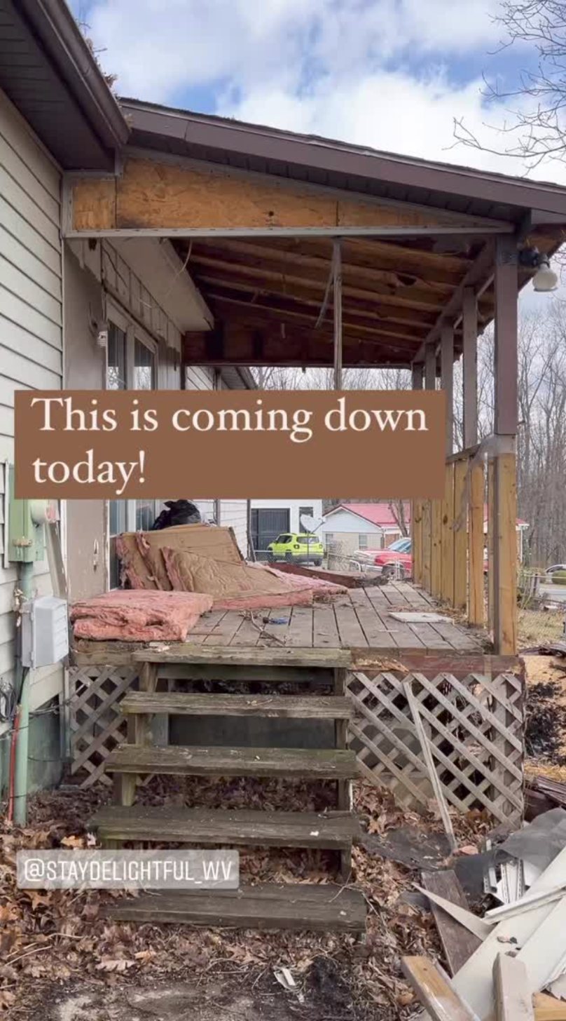 The back porch coming down