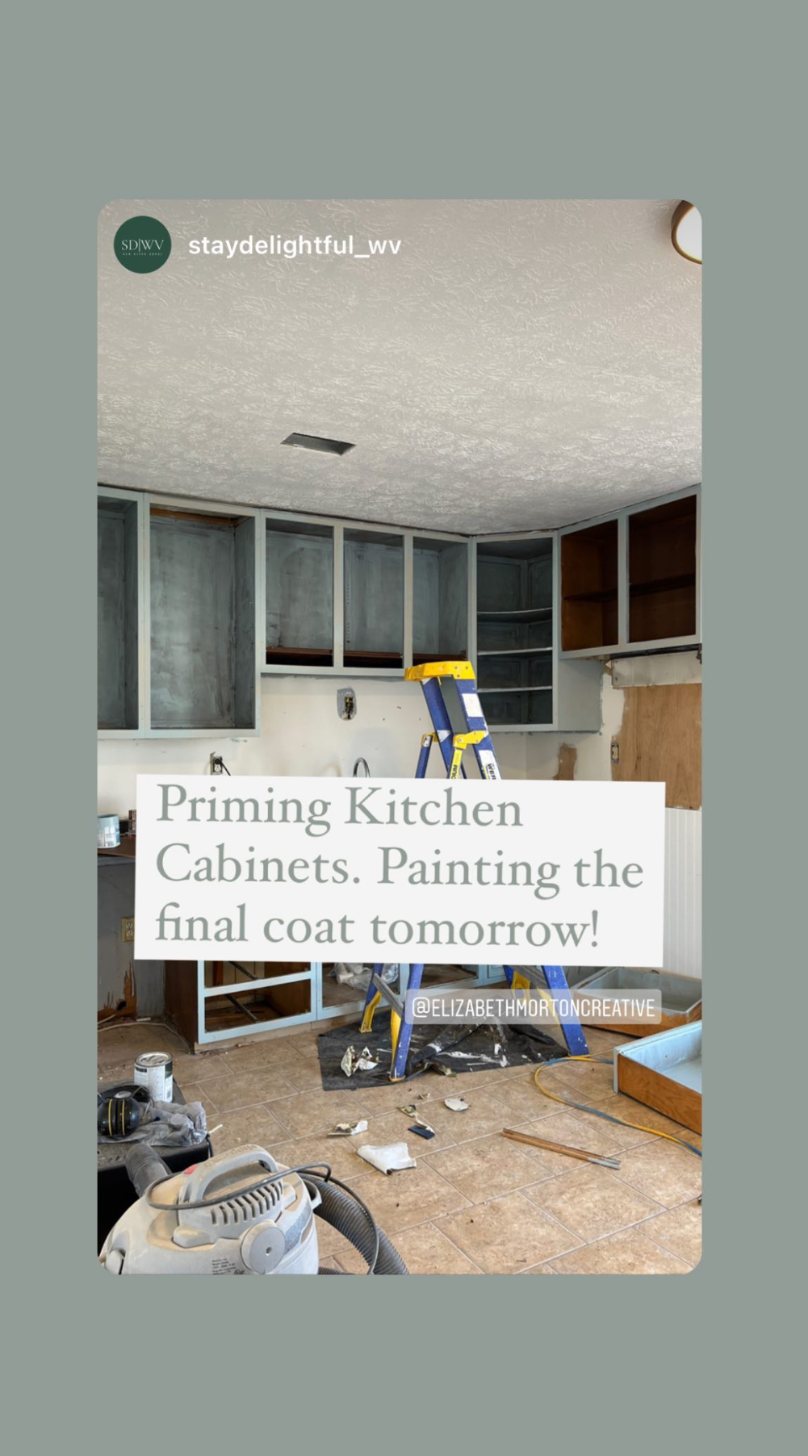 Priming the kitchen cabinets